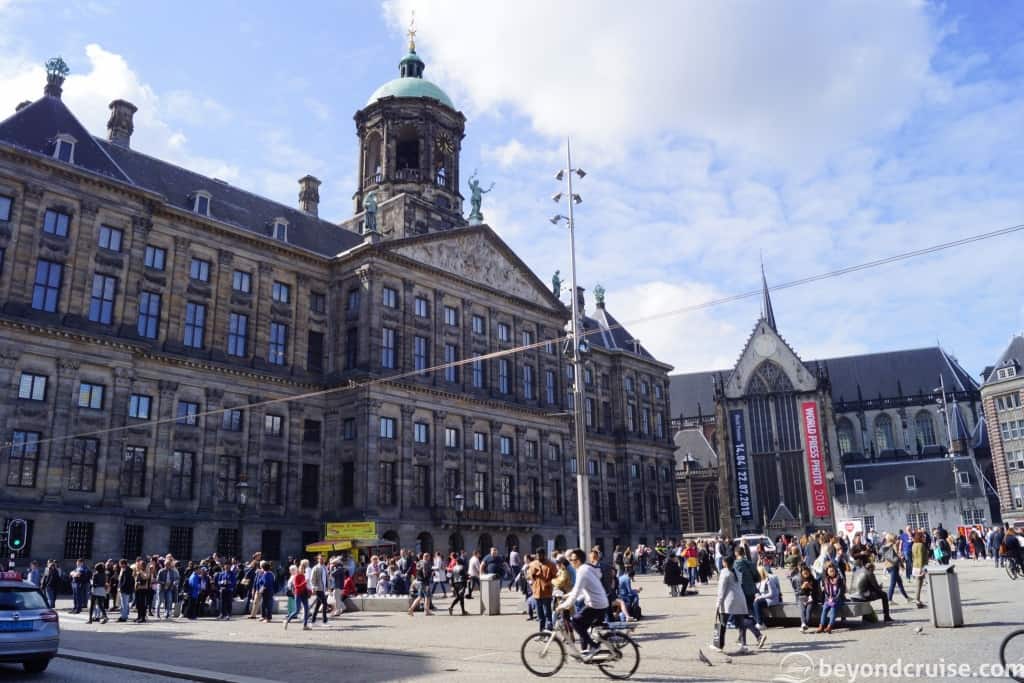 Amsterdam Dam Square with tourists