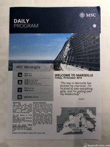 MSC Meraviglia - Marseille Daily Program cover