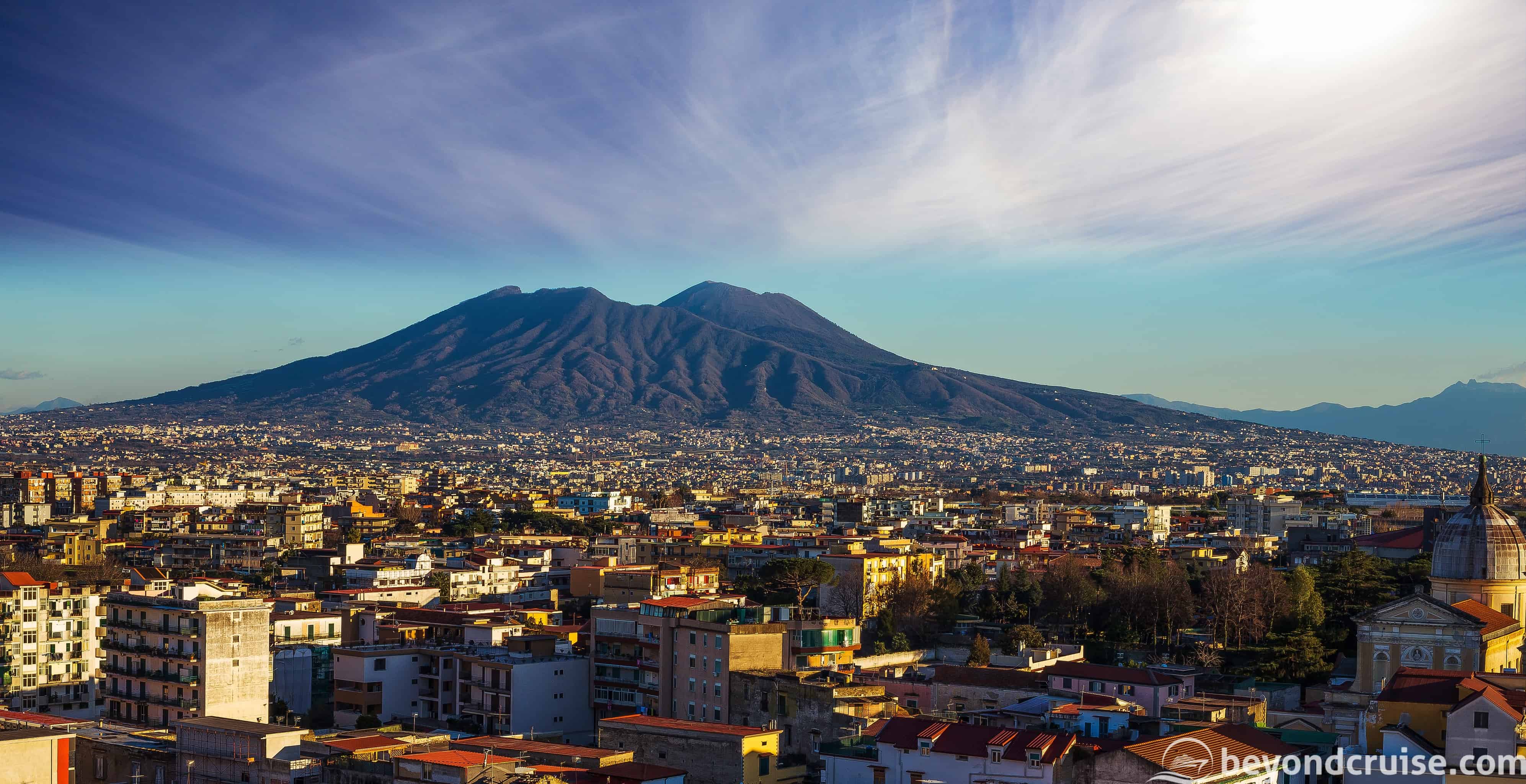 Naples with Mount Vesuvius in the distance